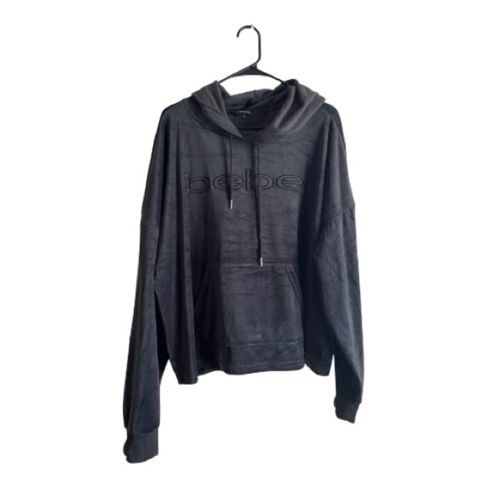 NWT•bebe Charcoal Gray velour Hoodie Sweatshirt sz 3X